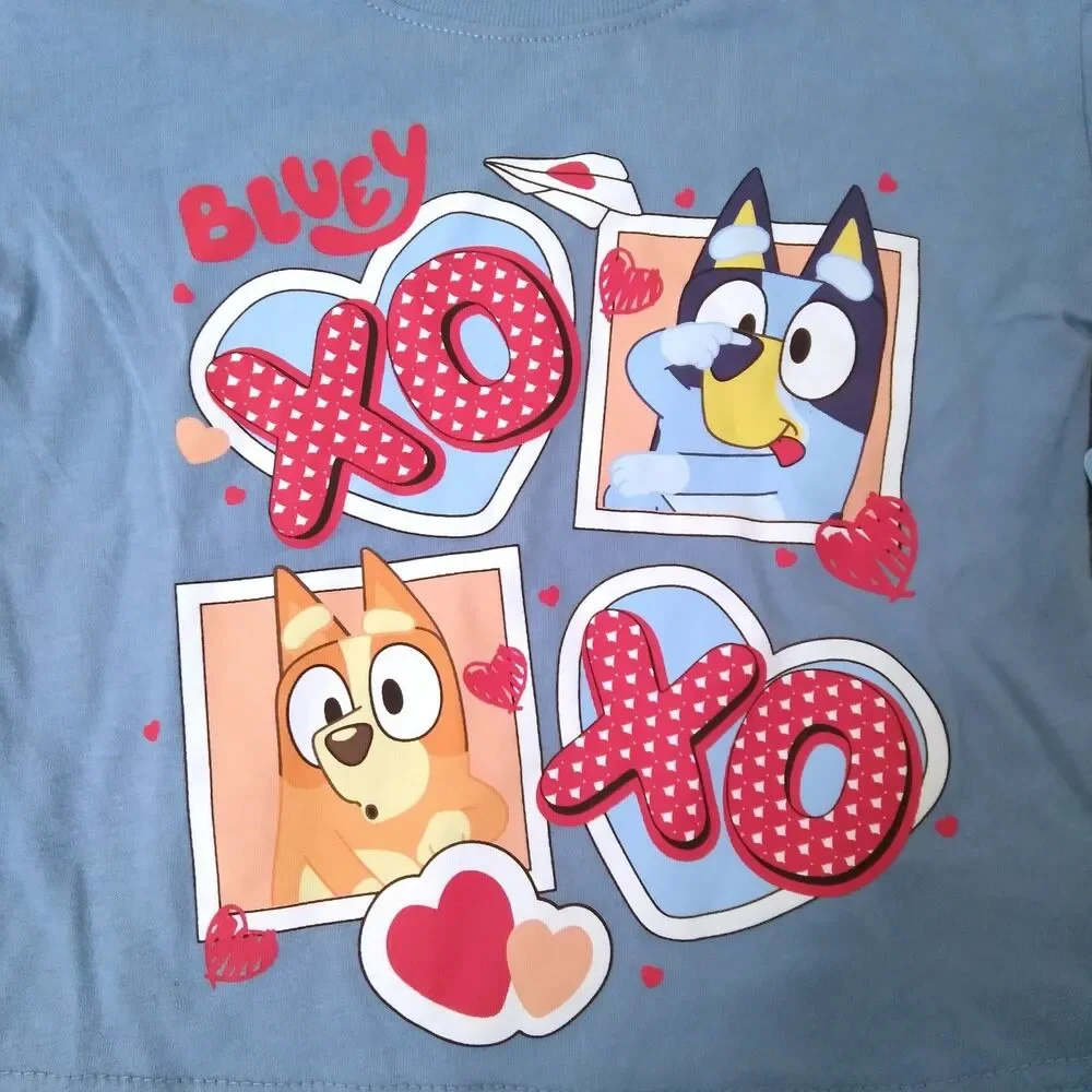 Bluey Dog Outfit Size 18m Shirt Pants Bingo Heart Valentines Kisses BBC Cartoon